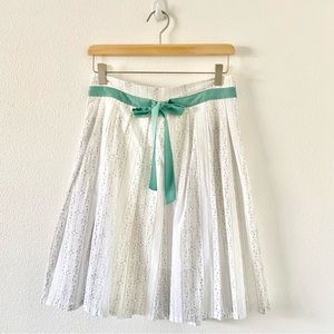 THEORY brand white eyelet skirt with teal ribbon